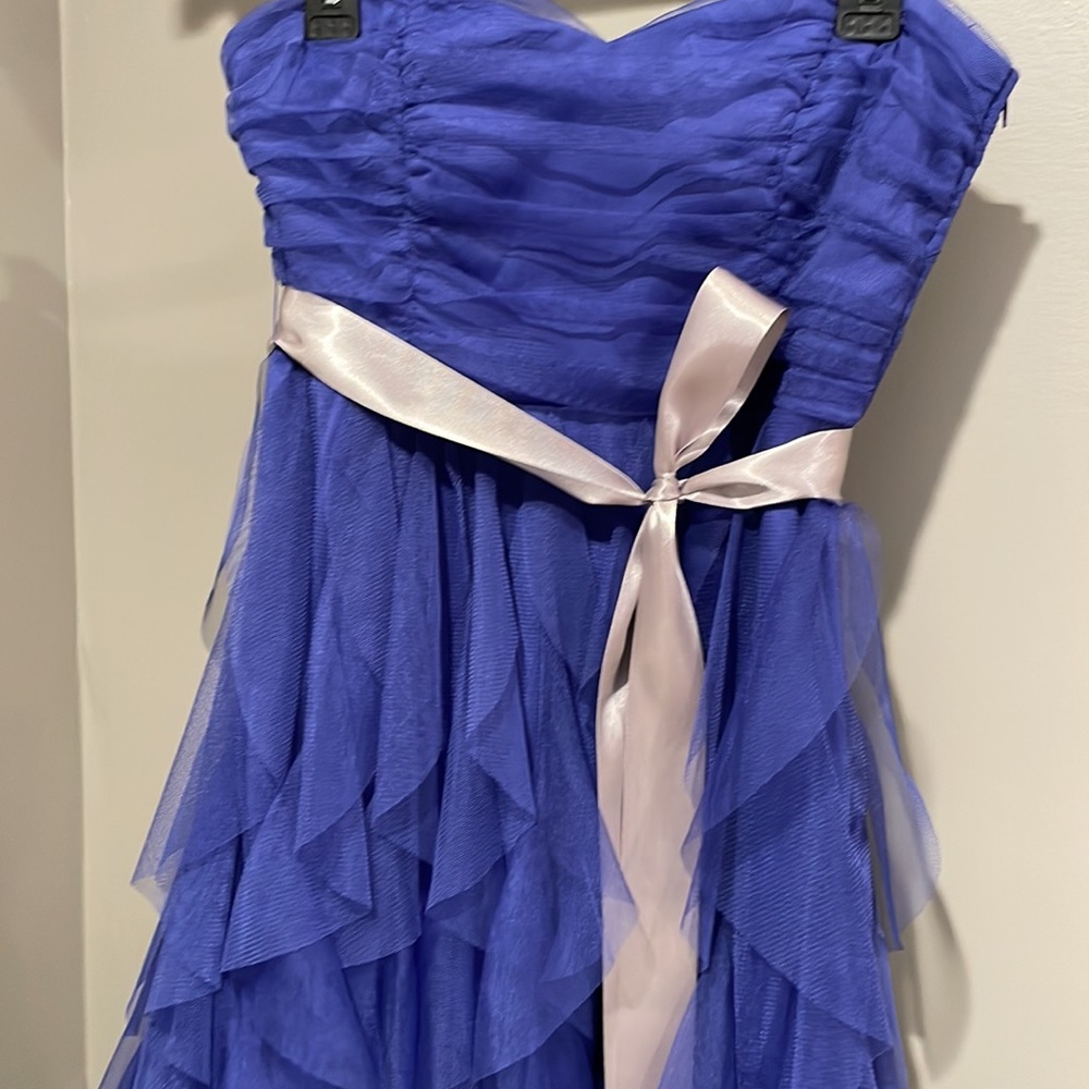 💃HI / LO Elegant Sheer strapless Dress - Picture 3 of 10